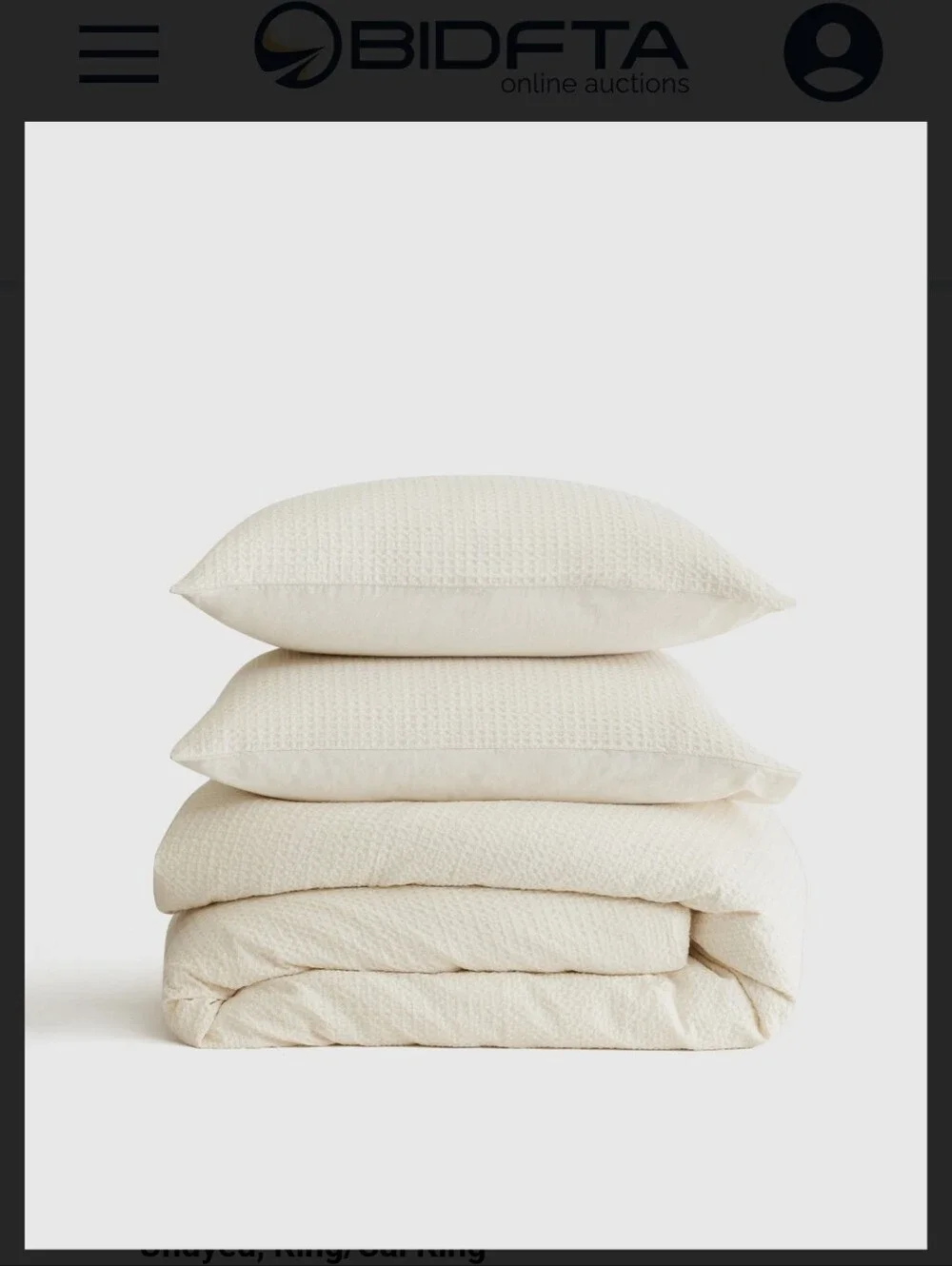 New Quince King/cal King Honeycomb Luxe Undyed Cream Duvet Cover Set 2 Shams